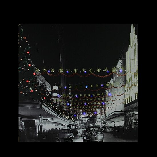 LED Lighted Christmas on Main Street in Pittsburgh Canvas Wall Art 19.75" x 19.75"
