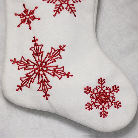 15.25'' Red and White Snowflake Embroidered Christmas Stocking