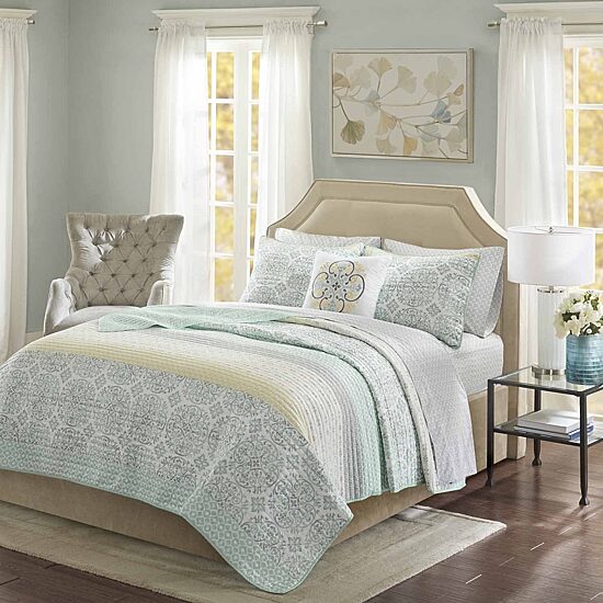 Madison Park Essentials Nova Complete Quilt Set With Cotton Bed Sheets