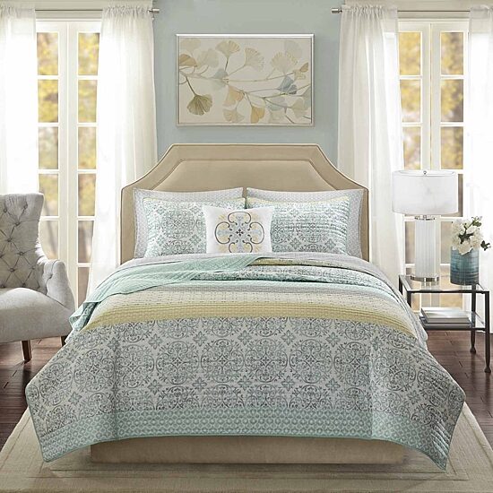Madison Park Essentials Nova Complete Quilt Set With Cotton Bed Sheets