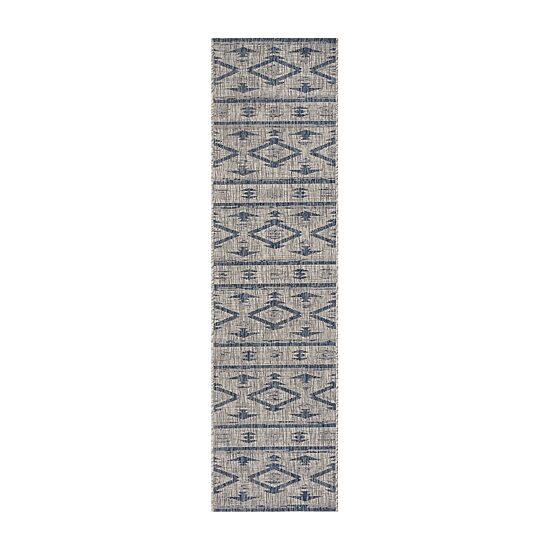 Safavieh Courtyard Collection Easton Geometric Indoor/Outdoor Runner Rug
