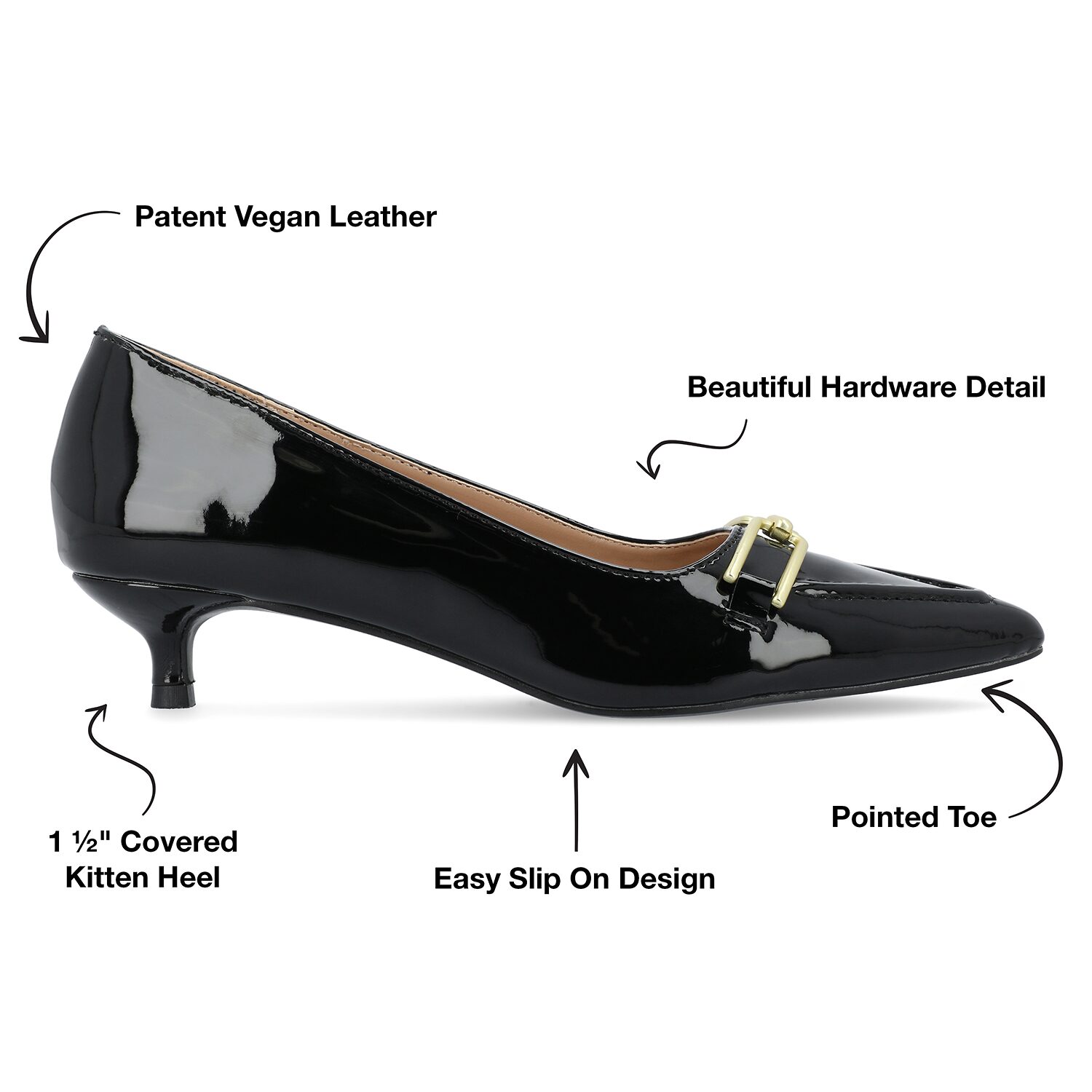 Journee Collection Rumi Womens Pointed Closed Toe Kitten Heel Pumps