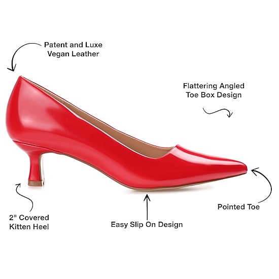 Journee Collection Celica Womens Pointed Closed Toe Kitten Heel Pumps