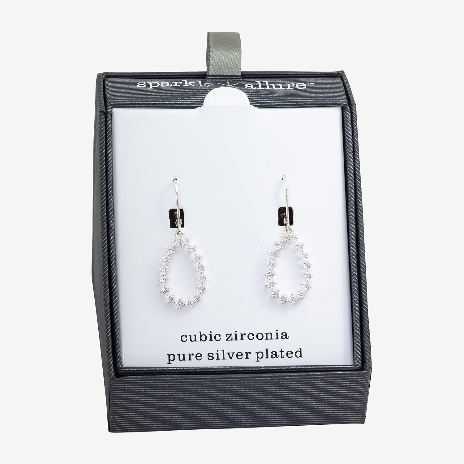 Sparkle Allure Womens Cubic Zirconia Pure Silver Over Brass Drop Earrings
