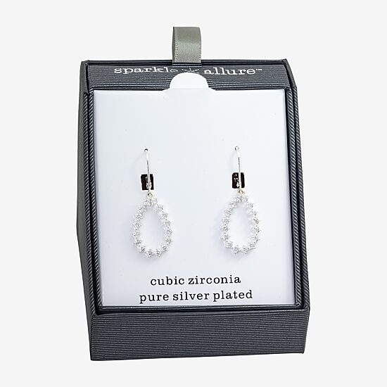 Sparkle Allure Womens Cubic Zirconia Pure Silver Over Brass Drop Earrings