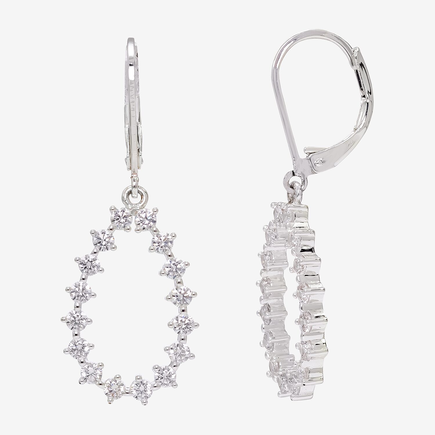 Sparkle Allure Womens Cubic Zirconia Pure Silver Over Brass Drop Earrings