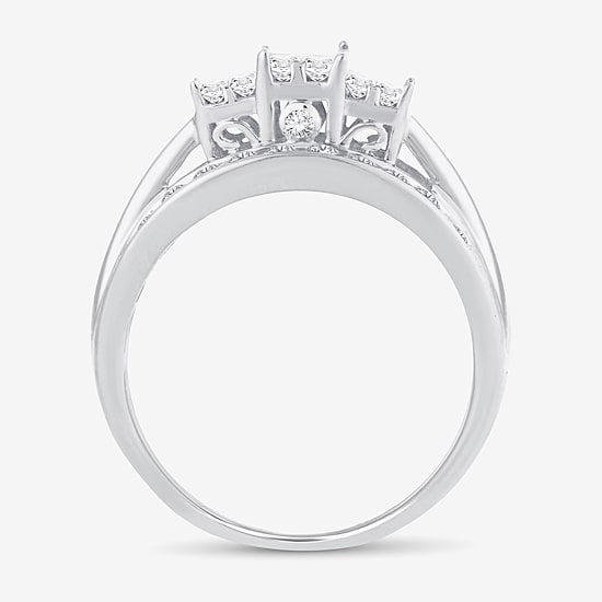 Love Lives Forever 1 CT.T.W. Natural Diamond Side Stone 3-Stone Engagement Ring in 10K or 14K Gold