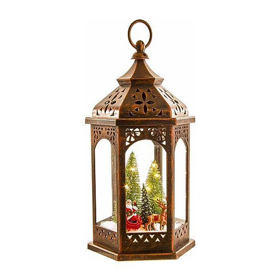 Kurt Adler 13" Lit Lantern With Santa Lighted Christmas Tabletop Decor