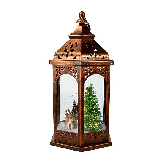 Kurt Adler 13" Lit Lantern With Santa Lighted Christmas Tabletop Decor