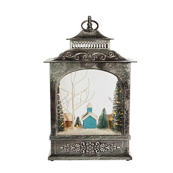 Kurt Adler Led Village Lantern Lighted Plays Music Christmas Tabletop Decor