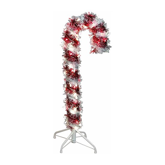 Kurt Adler 3 Foot Prelit Led Tinsel Candy Cane Christmas Yard Art
