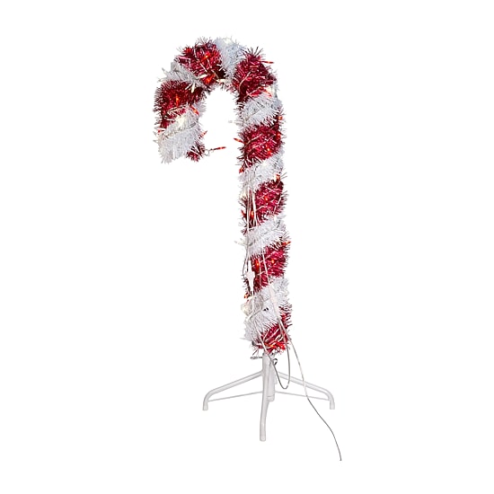 Kurt Adler 3 Foot Prelit Led Tinsel Candy Cane Christmas Yard Art