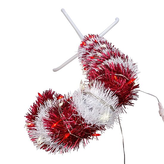 Kurt Adler 3 Foot Prelit Led Tinsel Candy Cane Christmas Yard Art