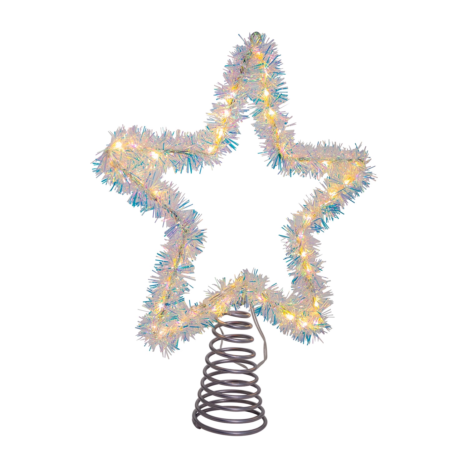 Kurt Adler 12.2" White Led Silver Star Christmas Tree Topper