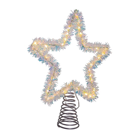 Kurt Adler 12.2" White Led Silver Star Christmas Tree Topper
