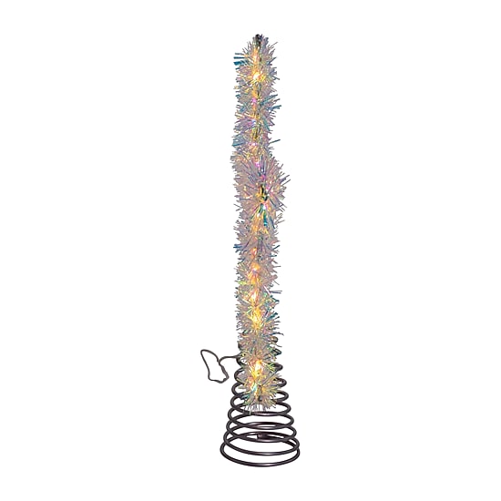 Kurt Adler 12.2" White Led Silver Star Christmas Tree Topper