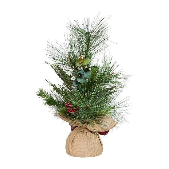 Kurt Adler Berries And Plaid Ribbon Green 1 1/2 Feet Christmas Tree