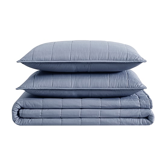London Fog Garment Wash Solid Quilt Set