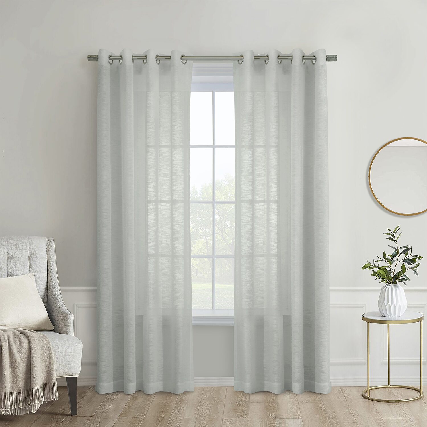 Habitat Boucle Grommet Top Sheer Single Curtain Panel