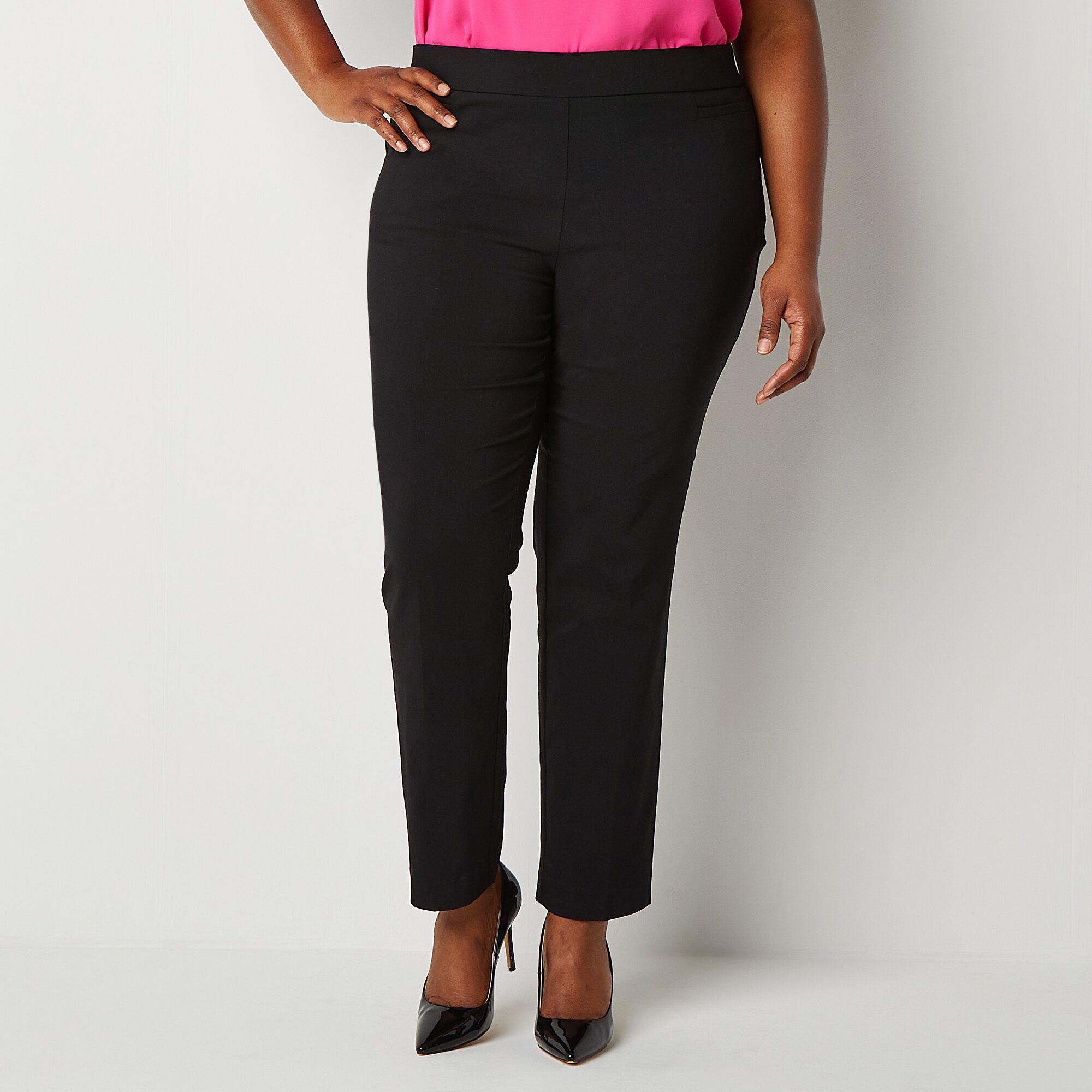 Liz Claiborne Womens Straight Mid Rise Pull-On Pant