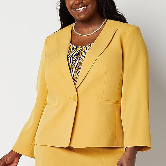 Black Label by Evan-Picone Womens Plus Classic Fit Suit Jacket