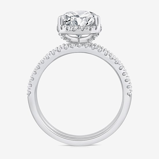 Signature By Modern Bride Womens 2 CT. T.W. Lab Grown White Diamond 10K or 14K Gold Pear Side Stone Bridal Set
