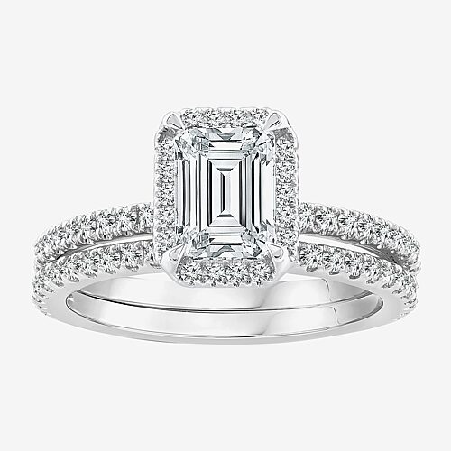 Signature By Modern Bride Womens 2 CT. T.W. Lab Grown White Diamond 10K or 14K Gold Side Stone Bridal Set, 9, White