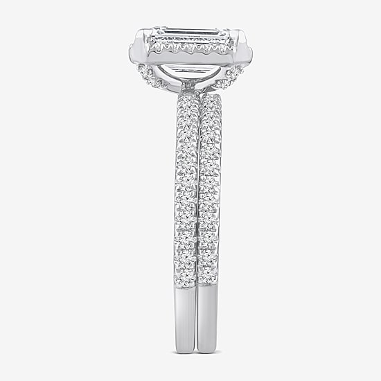 Signature By Modern Bride Womens 2 CT. T.W. Lab Grown White Diamond 10K or 14K Gold Side Stone Bridal Set
