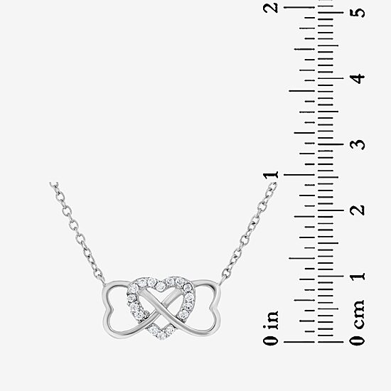 DiamonArt® Womens 1/3 CT. T.W. White Cubic Zirconia Sterling Silver Heart Pendant Necklace