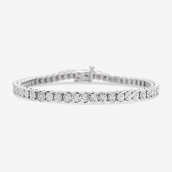 Womens 1 CT. T.W. Lab Grown White Diamond Sterling Silver 7.5 Inch Tennis Bracelet