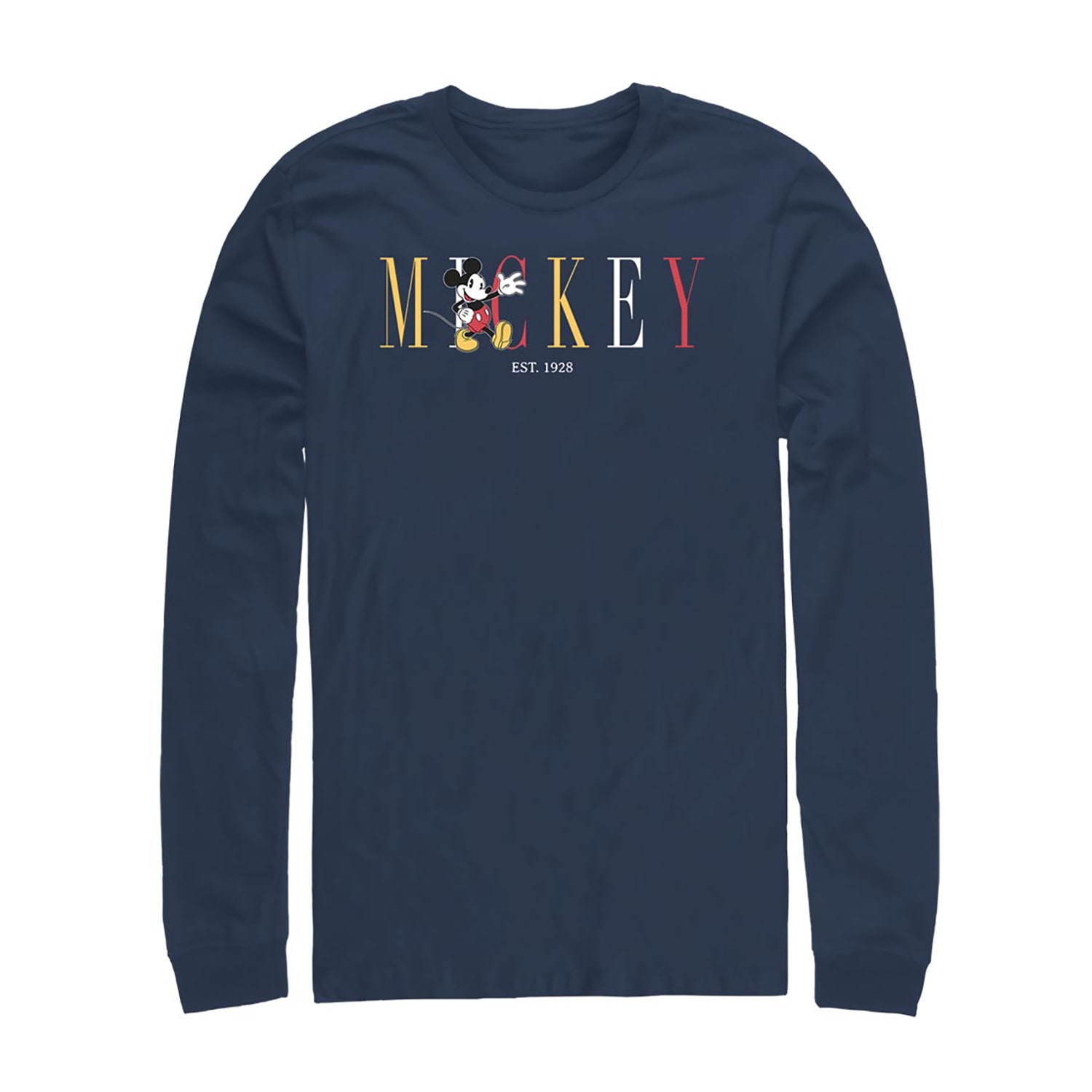 Mens Long Sleeve Mickey Mouse Graphic T-Shirt