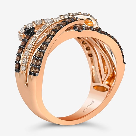 Le Vian® Ring featuring 1/2 CT. Nude Diamonds™ 5/8 CT. Chocolate Diamonds® set in 14K Strawberry Gold®