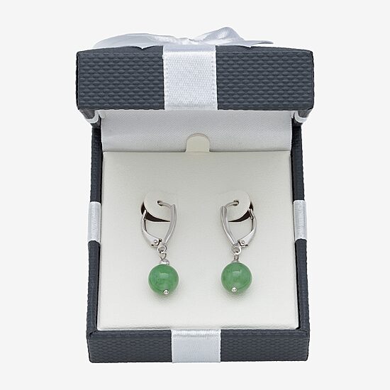 Womens Genuine Green Jade Cultured Freshwater Pearl Sterling Silver Drop Earrings