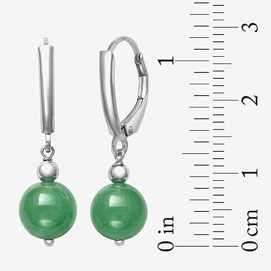 Womens Genuine Green Jade Cultured Freshwater Pearl Sterling Silver Drop Earrings