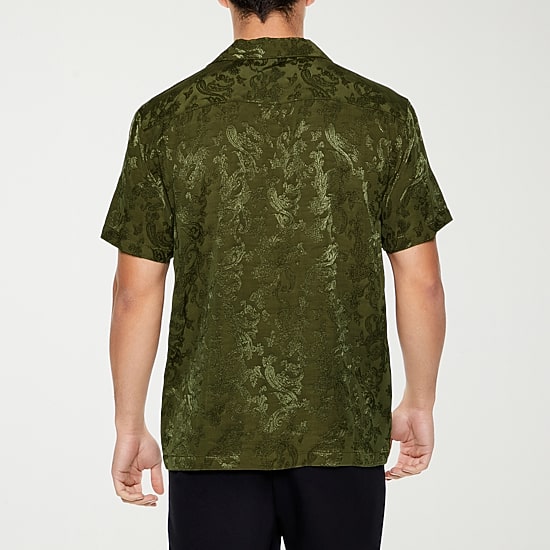 Forever 21 Mens Short Sleeve Paisley Button-Down Shirt