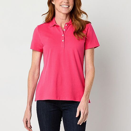 St. John's Bay Womens Short Sleeve Polo Shirt
