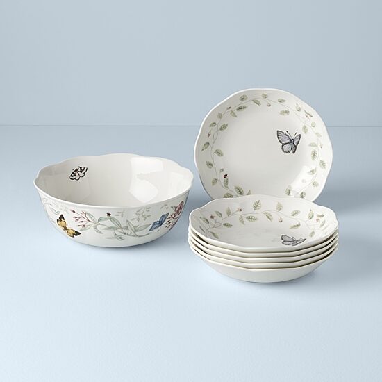 Lenox Butterfly Meadow Porcelain Salad Bowl Set
