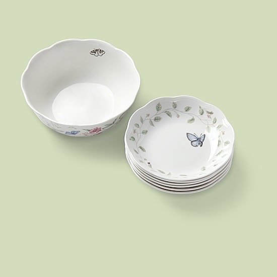 Lenox Butterfly Meadow Porcelain Salad Bowl Set
