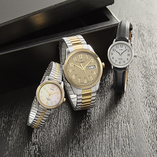 Timex® Womens Two Tone Mother-of-Pearl Expansion Watch