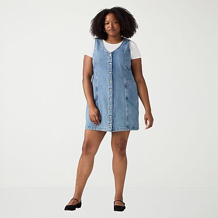 denim dress jcpenney a.n.a Dark Wash Denim Midi Dress