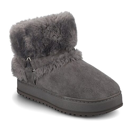 Journee Collection Womens Thada Flat Heel Booties, Medium, Gray