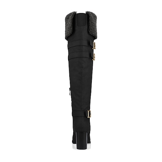 Journee Collection Womens Alyza Stacked Heel Over the Knee Boots