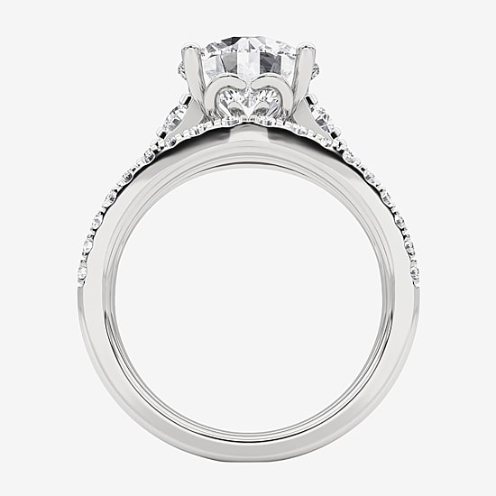Grown Gorgeous (F, Vs2) Womens 3 5/8 Ct. T.W. Lab Grown White Diamond 14K Gold or Platinum Round Side Stone Bridal Set