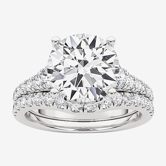 Grown Gorgeous (F, Vs2) Womens 3 5/8 Ct. T.W. Lab Grown White Diamond 14K Gold or Platinum Round Side Stone Bridal Set