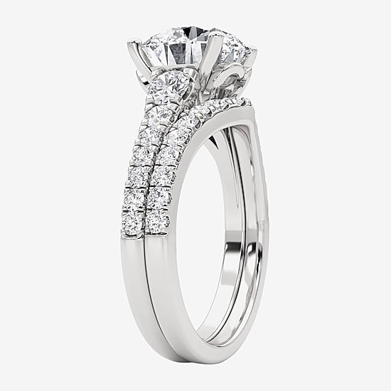 Grown Gorgeous (F, Vs2) Womens 3 5/8 Ct. T.W. Lab Grown White Diamond 14K Gold or Platinum Round Side Stone Bridal Set