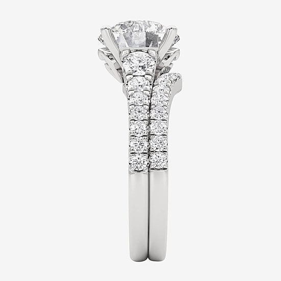 Grown Gorgeous (F, Vs2) Womens 3 5/8 Ct. T.W. Lab Grown White Diamond 14K Gold or Platinum Round Side Stone Bridal Set