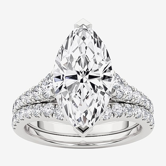 Grown Gorgeous (F,Vs2) Womens 3 5/8 Ct. T.W. Lab Grown White Diamond 14K Gold or Platinum Marquise Side Stone Bridal Set