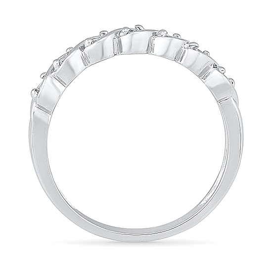Womens 2MM 1/6 CT. T.W. Natural White Diamond Sterling Silver Band
