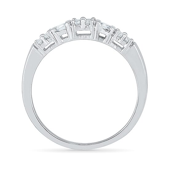Womens 2MM 1/4 CT. T.W. Natural White Diamond Sterling Silver Band