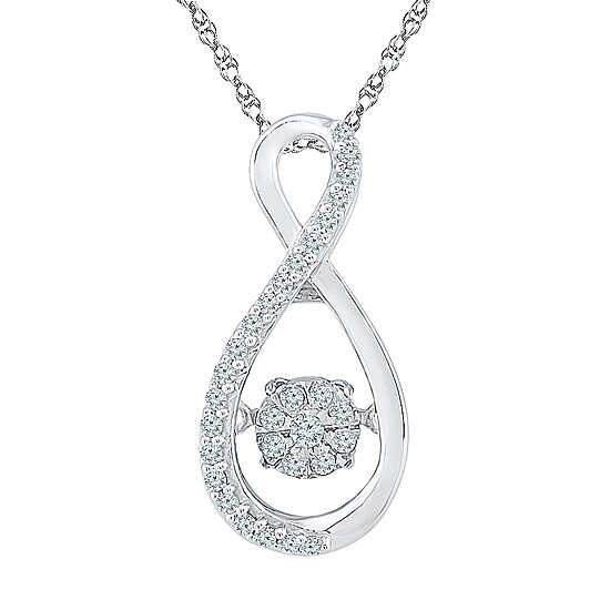 Womens 1/6 CT. T.W. Natural White Diamond Sterling Silver 18 Inch Pendant Necklace